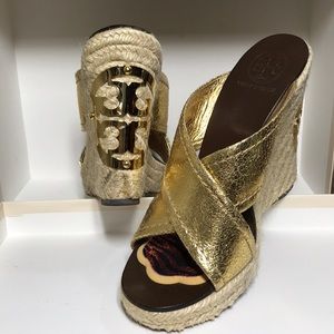 Tory Burch Gold Sandal Wedge
